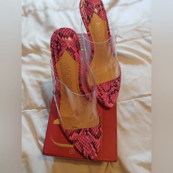 MACKIN J Women Clear Heels Point Toe Transparent Mule Open Toe Slip On Stiletto - Picture 2 of 5